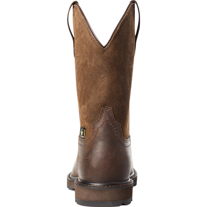 Ariat Groundbreaker Men's 10-inch Internal Metatarsal Steel Toe Pull-On Western Work Boot - back