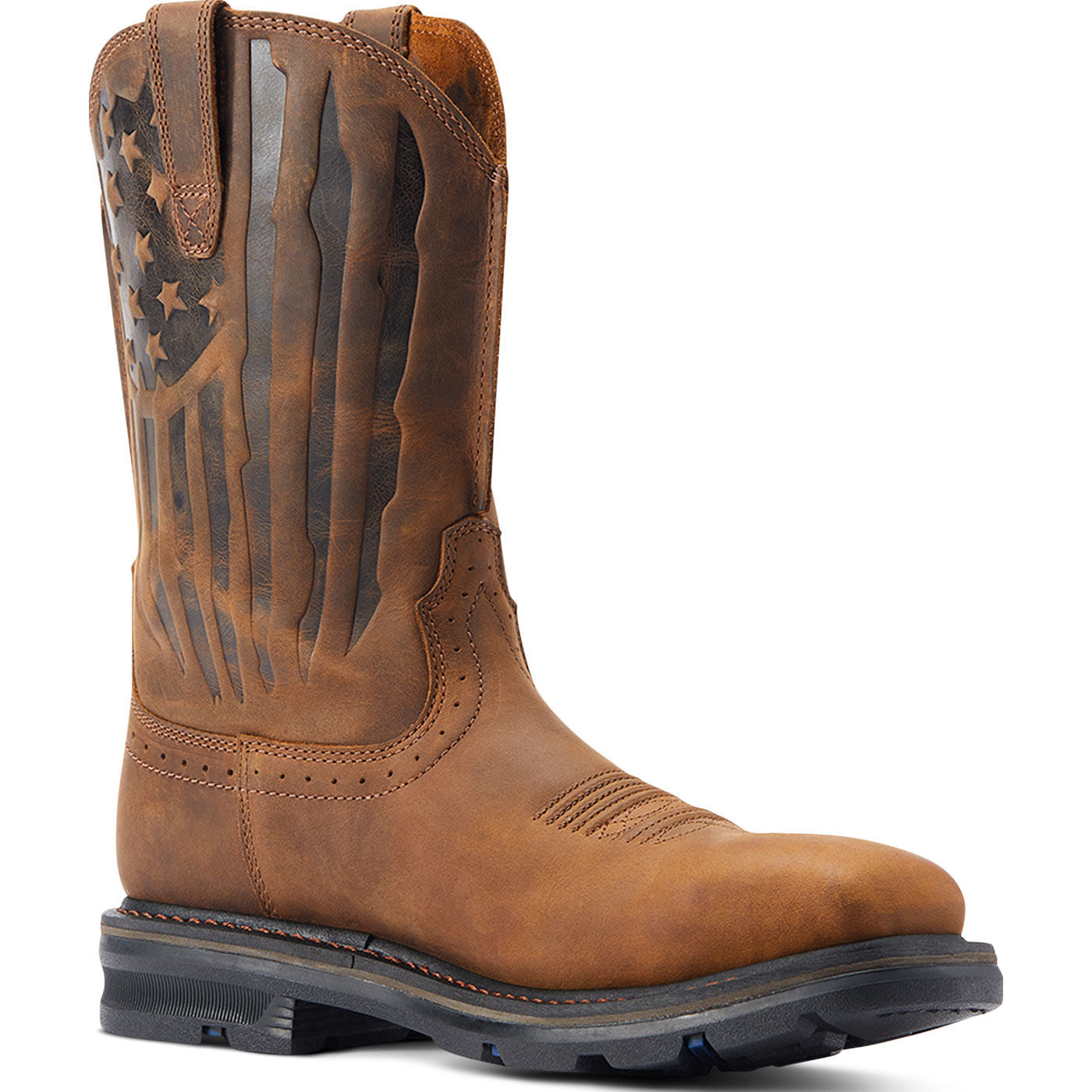 ARIAT Sierra Men 10 EE Western Work Boots Brown Leather Pull On Soft Toe ARIAT SIERRA PULL-ON WESTERN WORK BOOTS - SQUARE TOE  main image 3