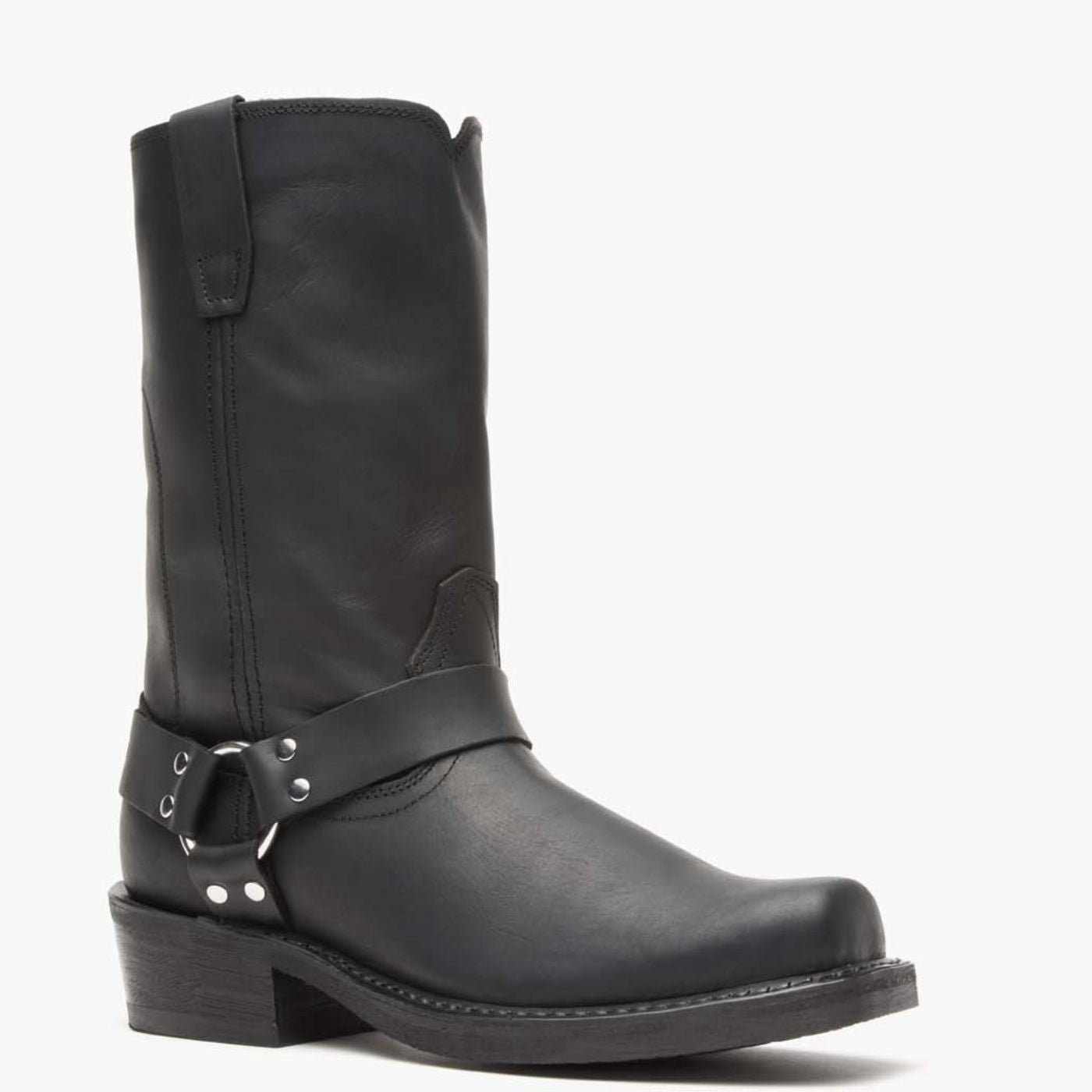 Front view of Durango Harness black leather moto boot