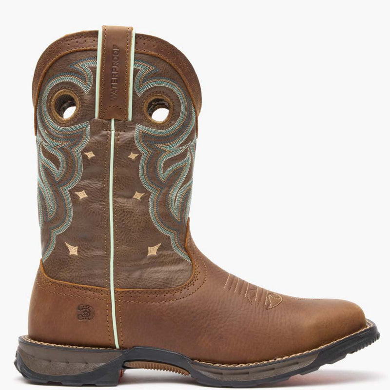 Outer side view of Durango Maverick women's brown square toe work boot