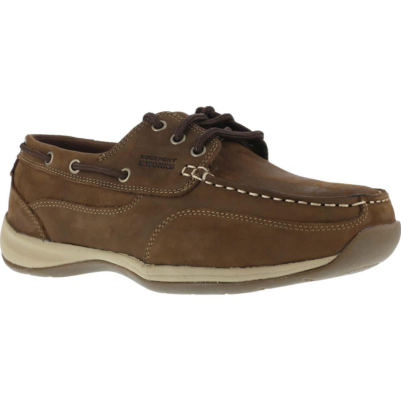 steel toe dress shoes women's Rockport Women's Sailing Club Brown Steel Toe Boat Shoes