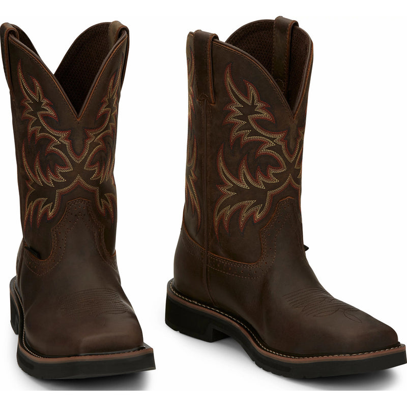 Justin Work Stampede Men's Steel Toe Western Work Boot - front