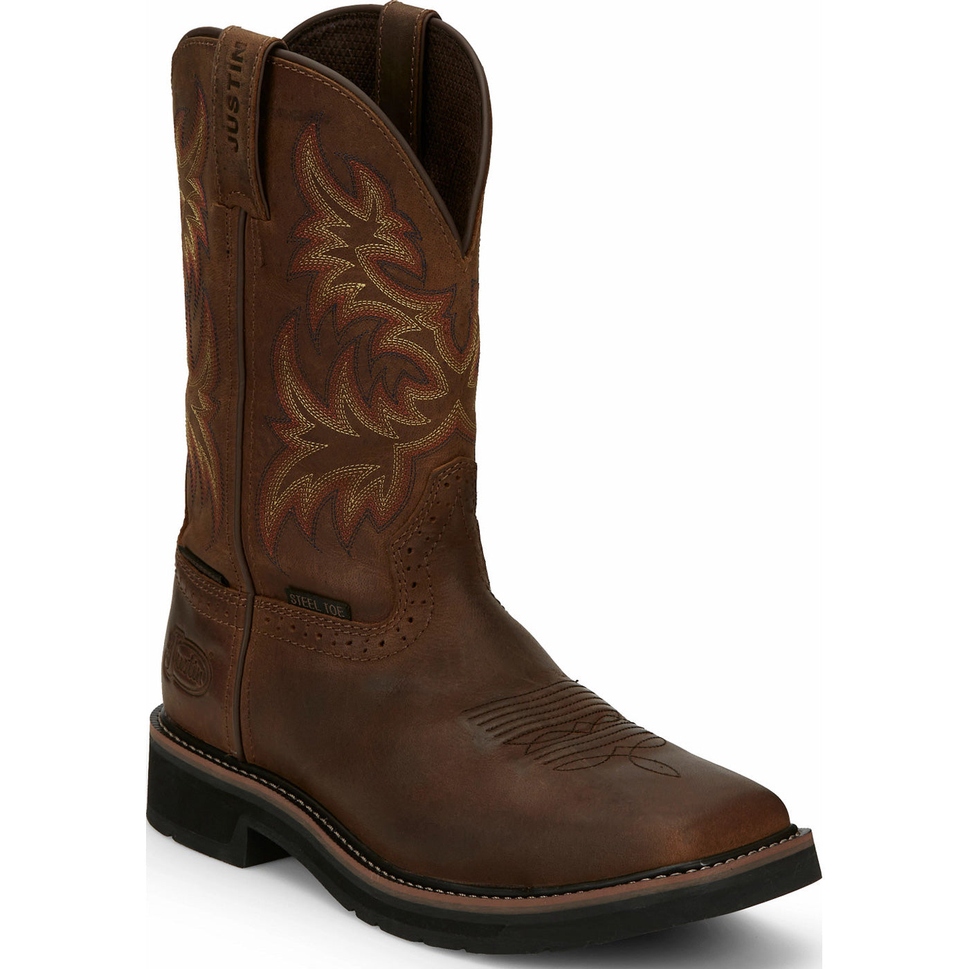 Composite Toe Justin Stampede Waterproof Work Boots Round Toe