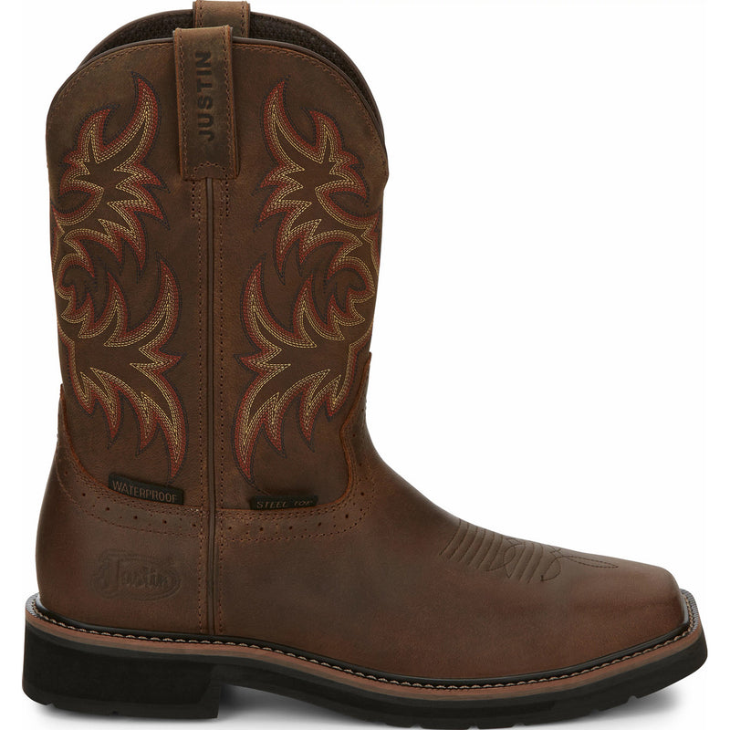 Justin Work Stampede Men's Steel Toe Waterproof Western Work Boot - profile