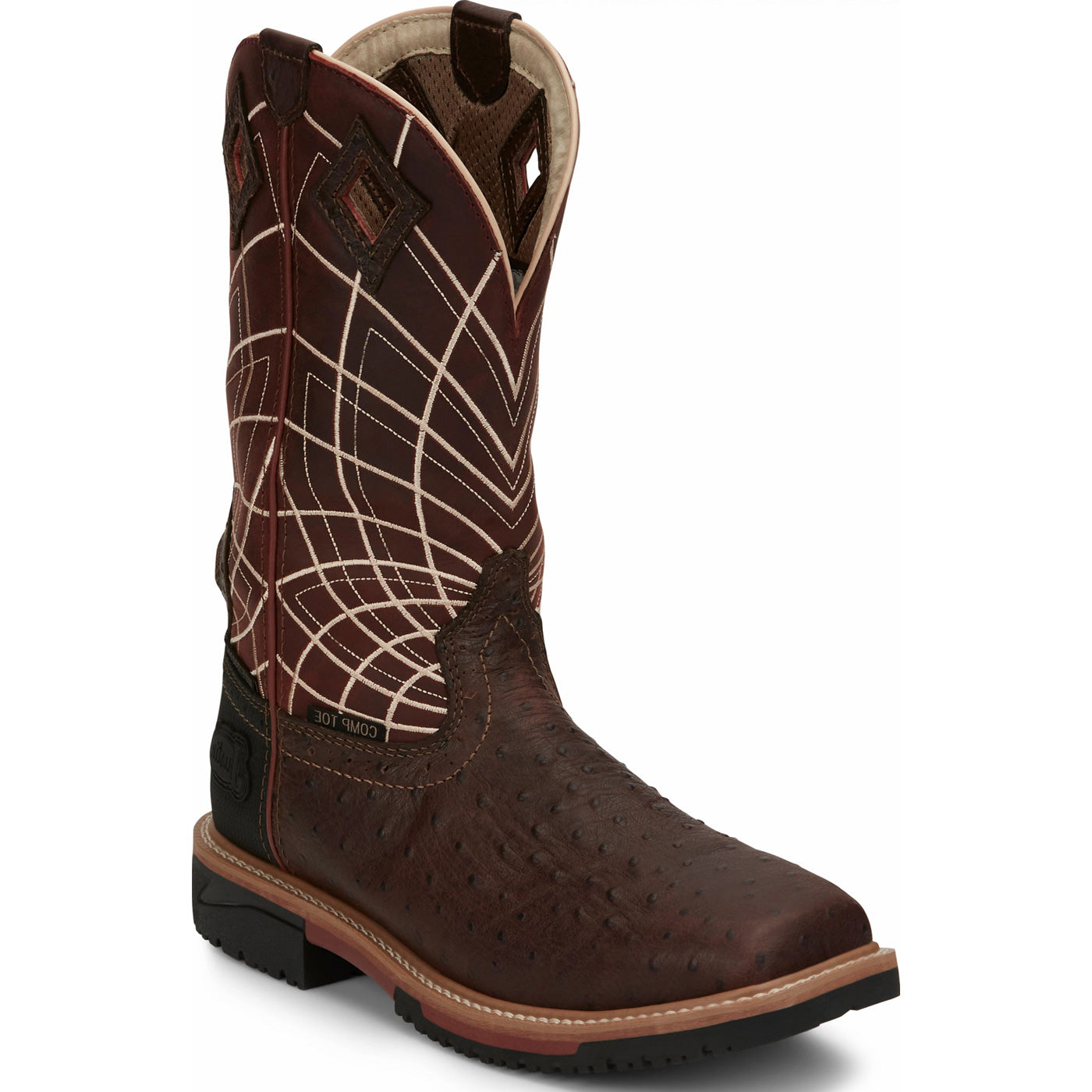 Justin Work Hybred® Derrickman Ostrich Men's Composite Toe