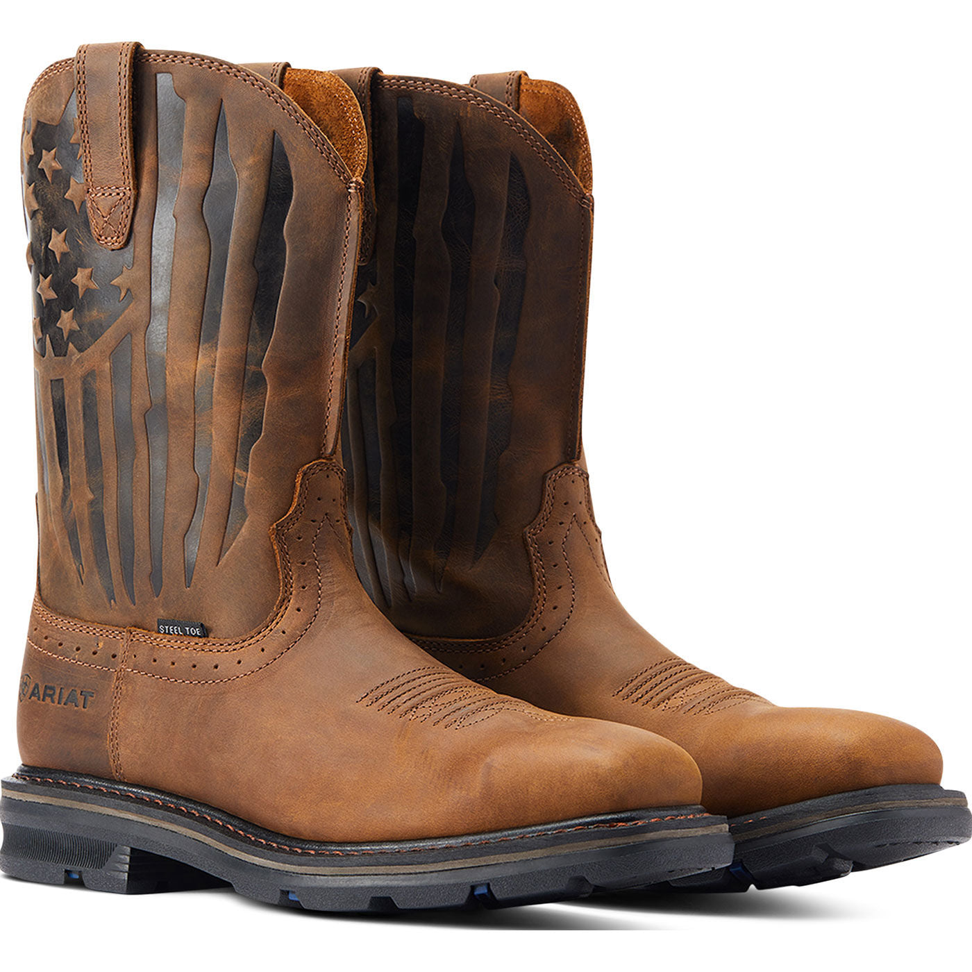 Ariat Sierra Shock Shield Patriot Men's 10-inch Steel Toe Electrical Hazard Western Work Boot - front