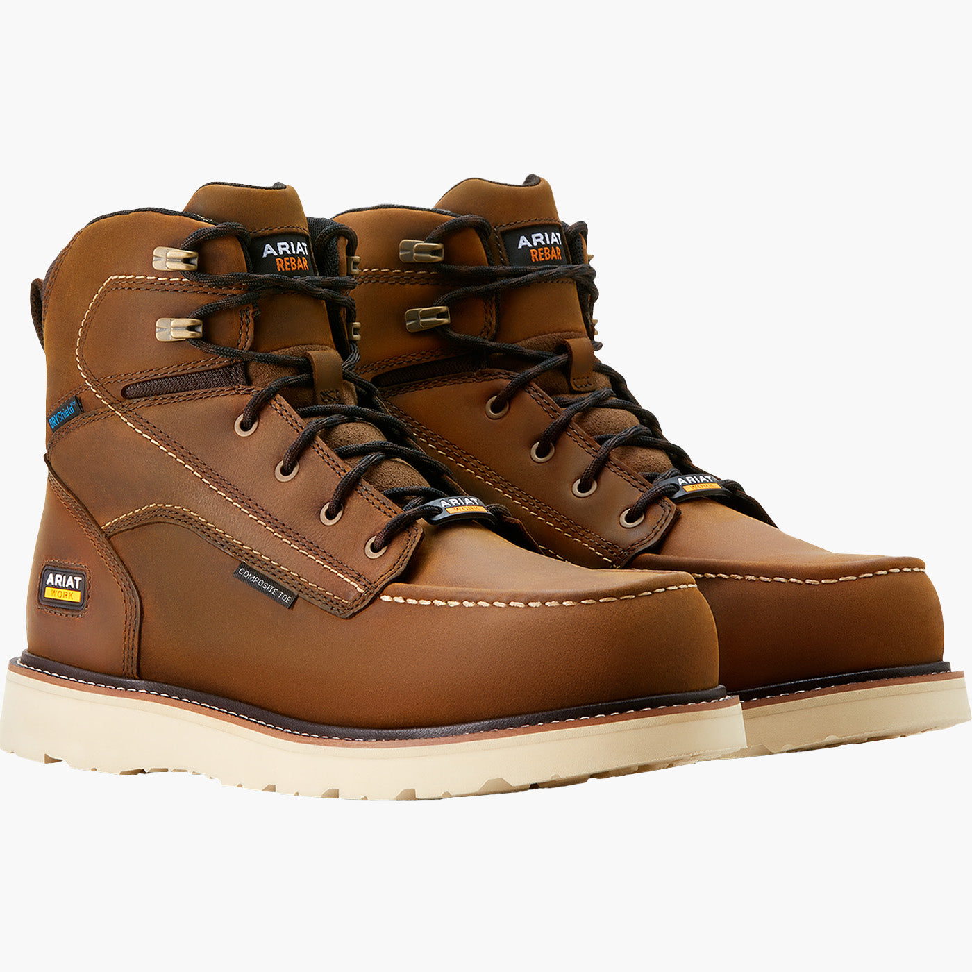 Ariat Rebar Moc Men's 6-inch Composite Toe Electrical Hazard Waterproof Wedge Work Boot