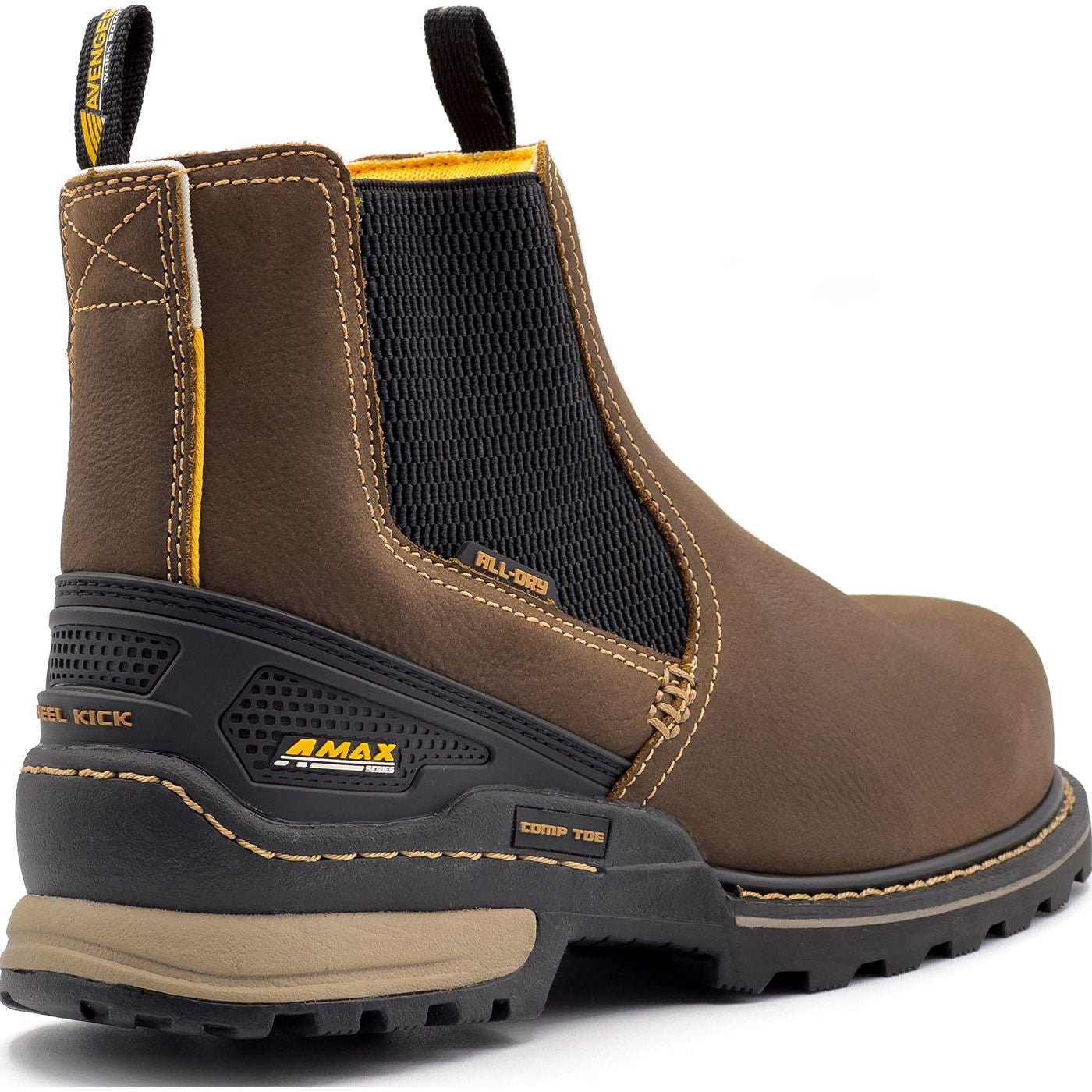 Avenger A-Max Dozer Men's Composite Toe Electrical Hazard Waterproof Chelsea Pull-on Work Boot - back