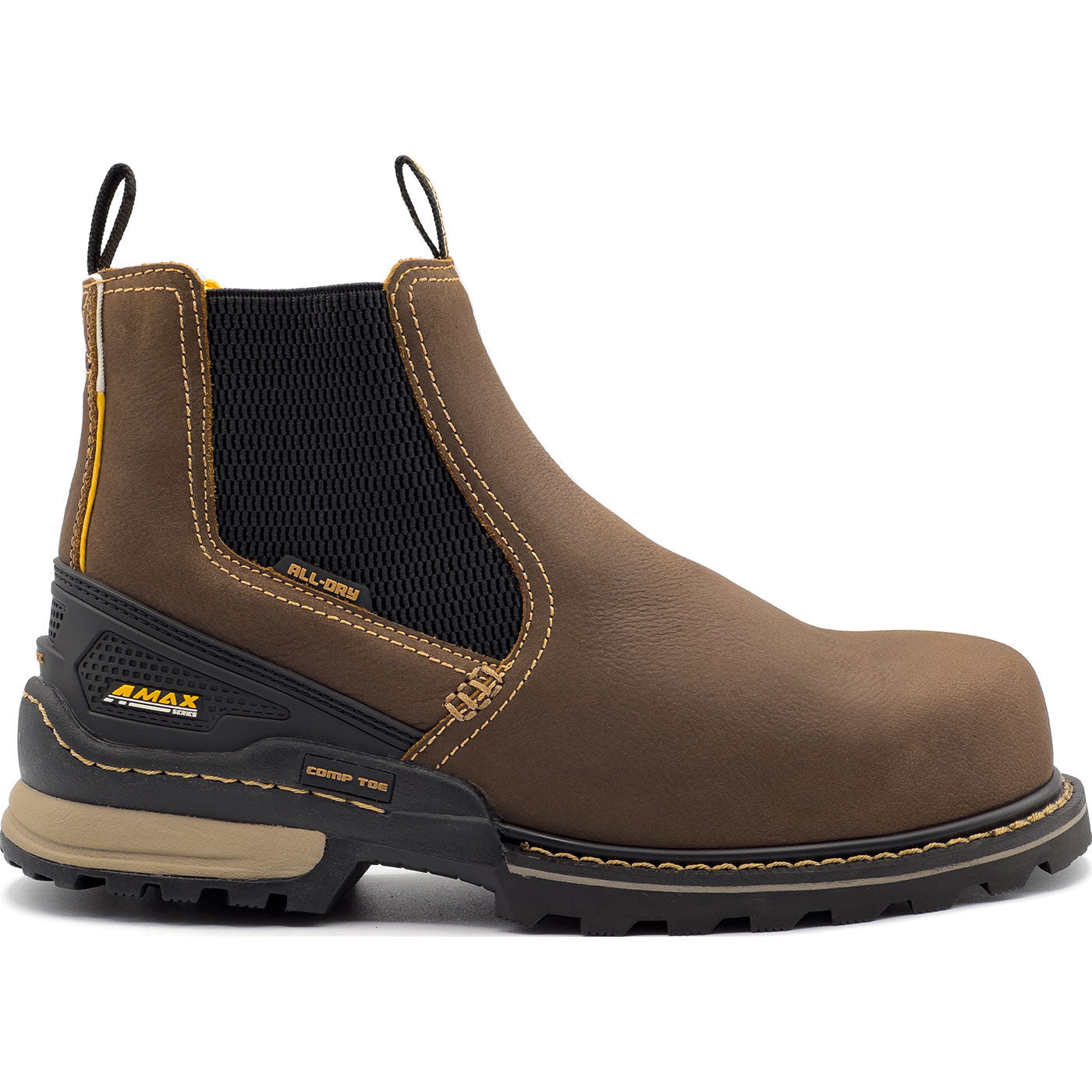 Avenger A-Max Dozer Men's Composite Toe Electrical Hazard Waterproof Chelsea Pull-on Work Boot - profile