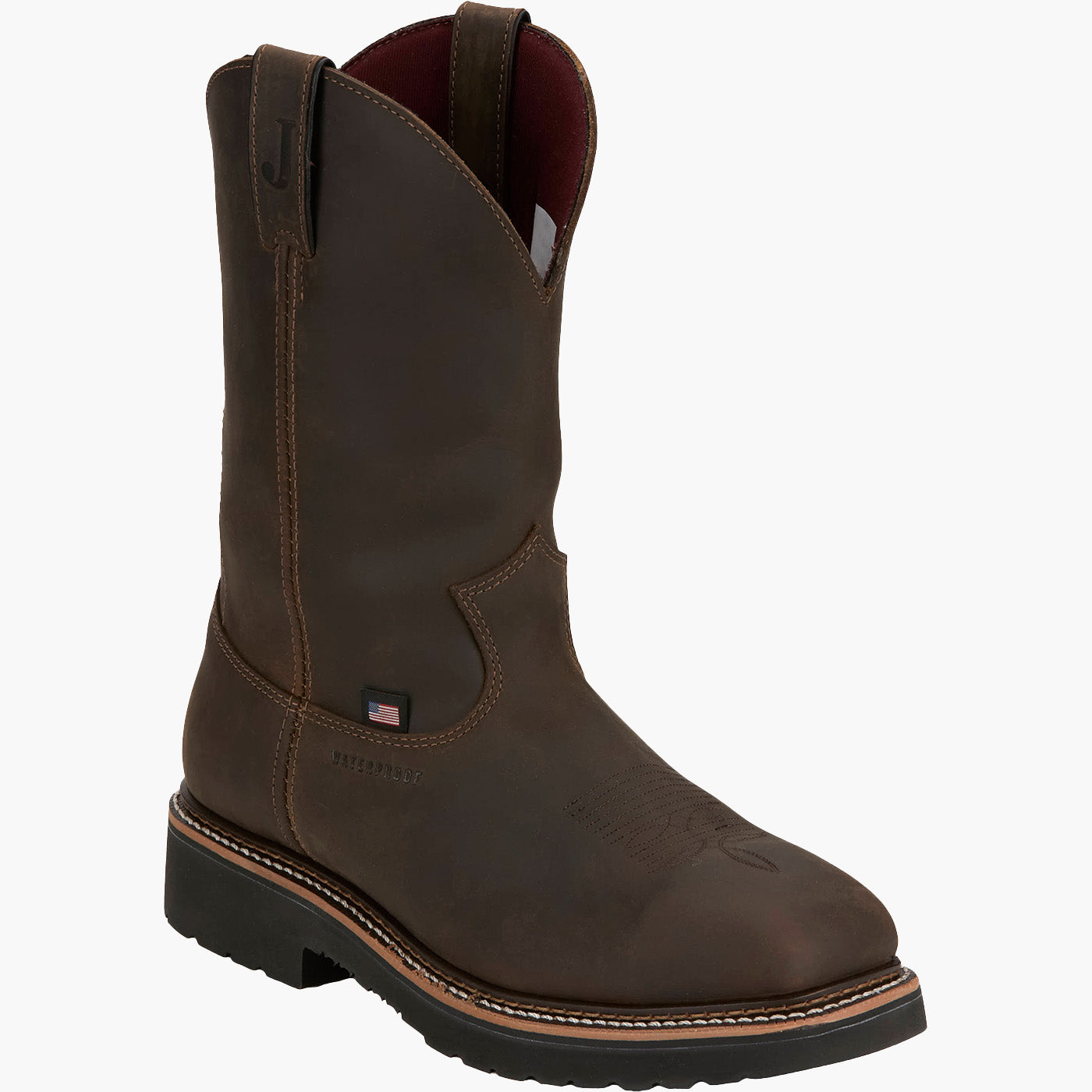 Justin Work Billings Men's 11-inch Steel Toe Electrical Hazard Waterproof Pull-On Western Boot