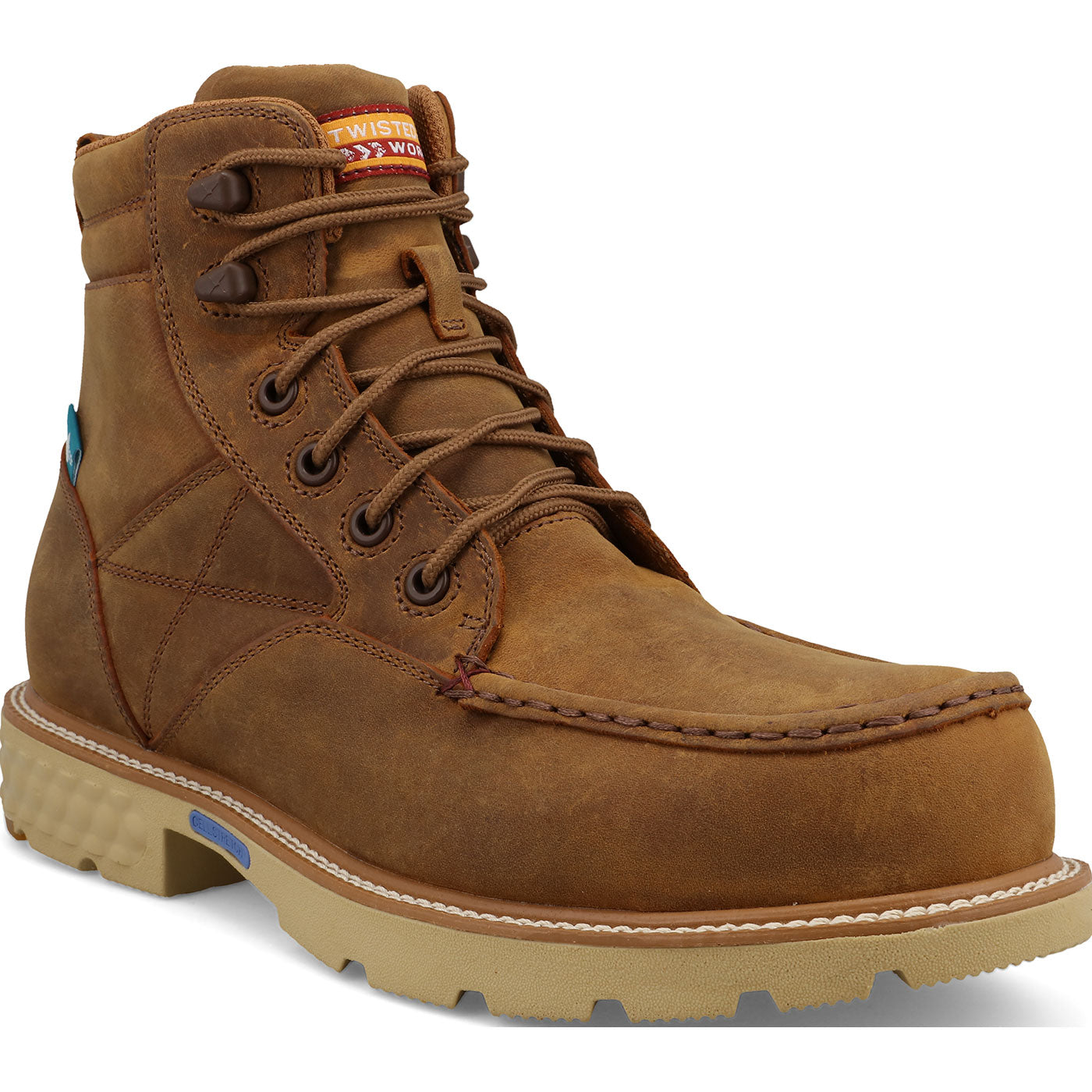 Twisted X Men's CellStretch 6-Inch Moc Nano Toe Electrical Hazard Waterproof Leather Work Boot