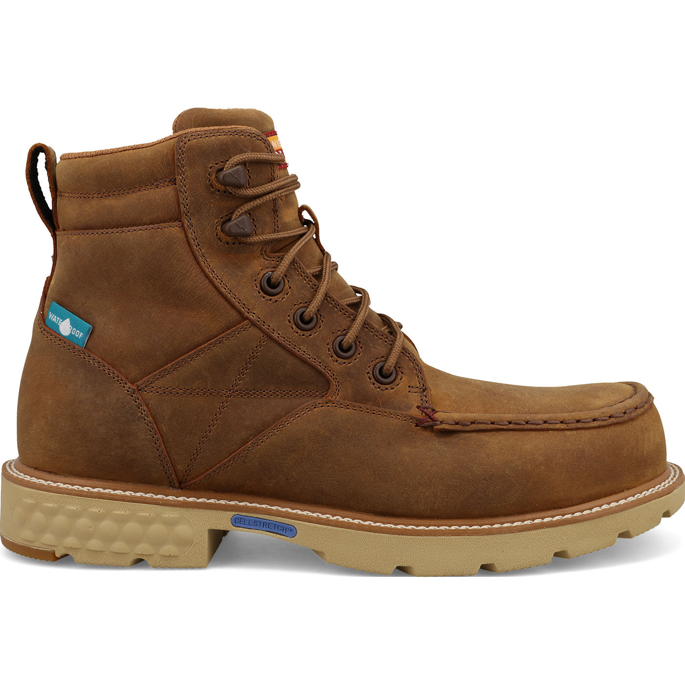 Twisted X Men's CellStretch 6-Inch Moc Nano Toe Electrical Hazard Waterproof Leather Work Boot
