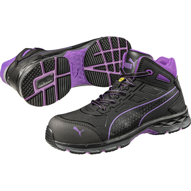 Puma Safety Motion Protect Stepper 2.0 Mid Women's Fiberglass Toe Electrical Hazard Athletic Hi-Top Work Shoe - front