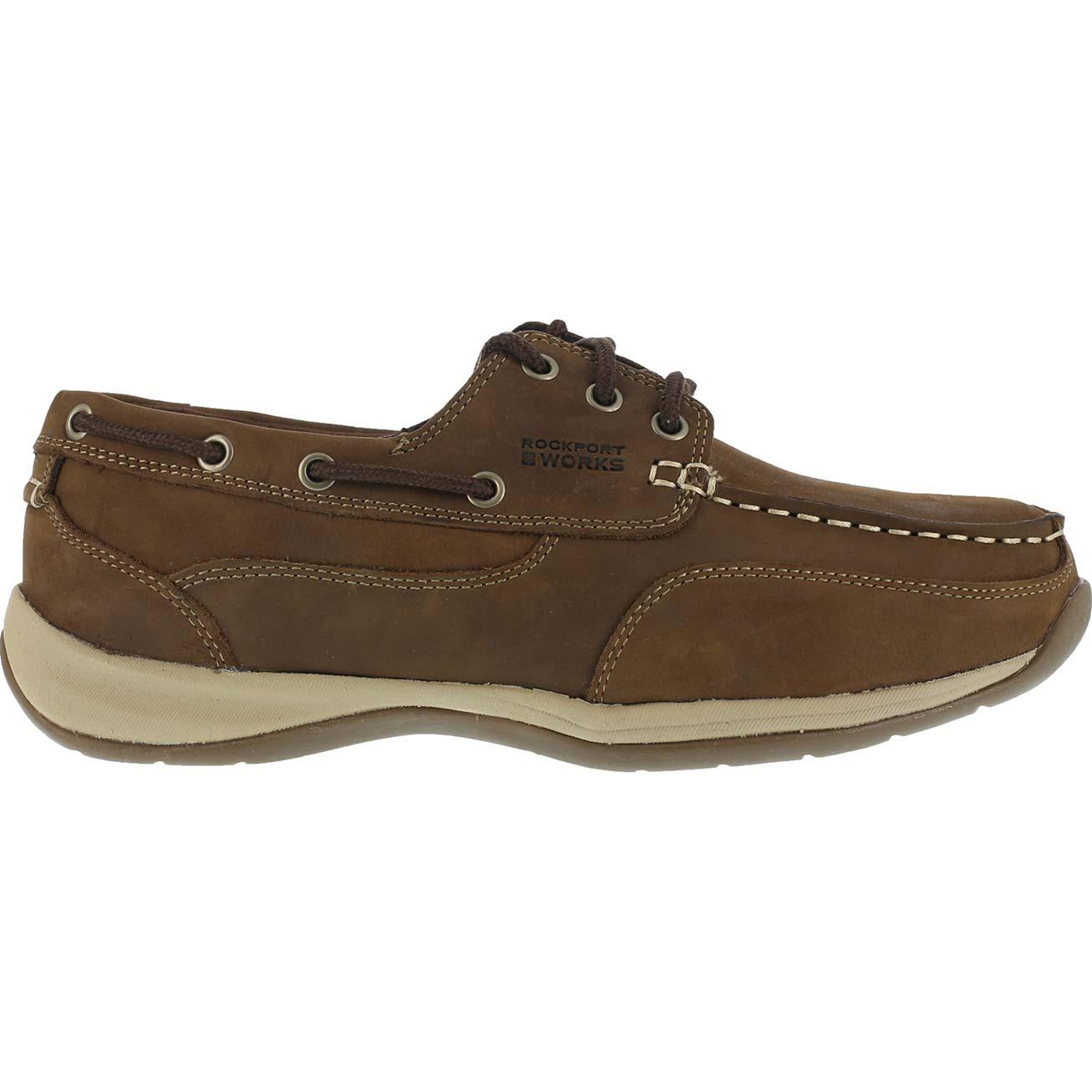 ladies steel cap dress shoes Women's Mellow Walk Toe Slip-On Work Shoe 402109 gloss finish and sleek silhouette exude confidence Rockport Women's Sailing Club Brown