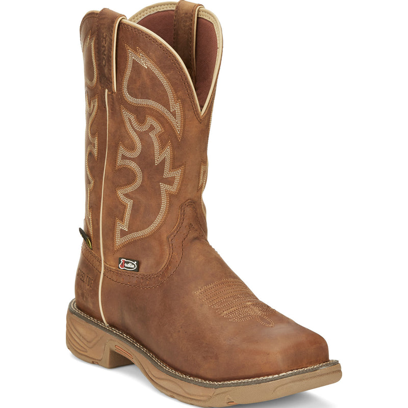 Justin Work Stampede Rush Men's Internal Met Steel Toe Electrical Hazard Waterproof Pull-on Western Work Boot - main