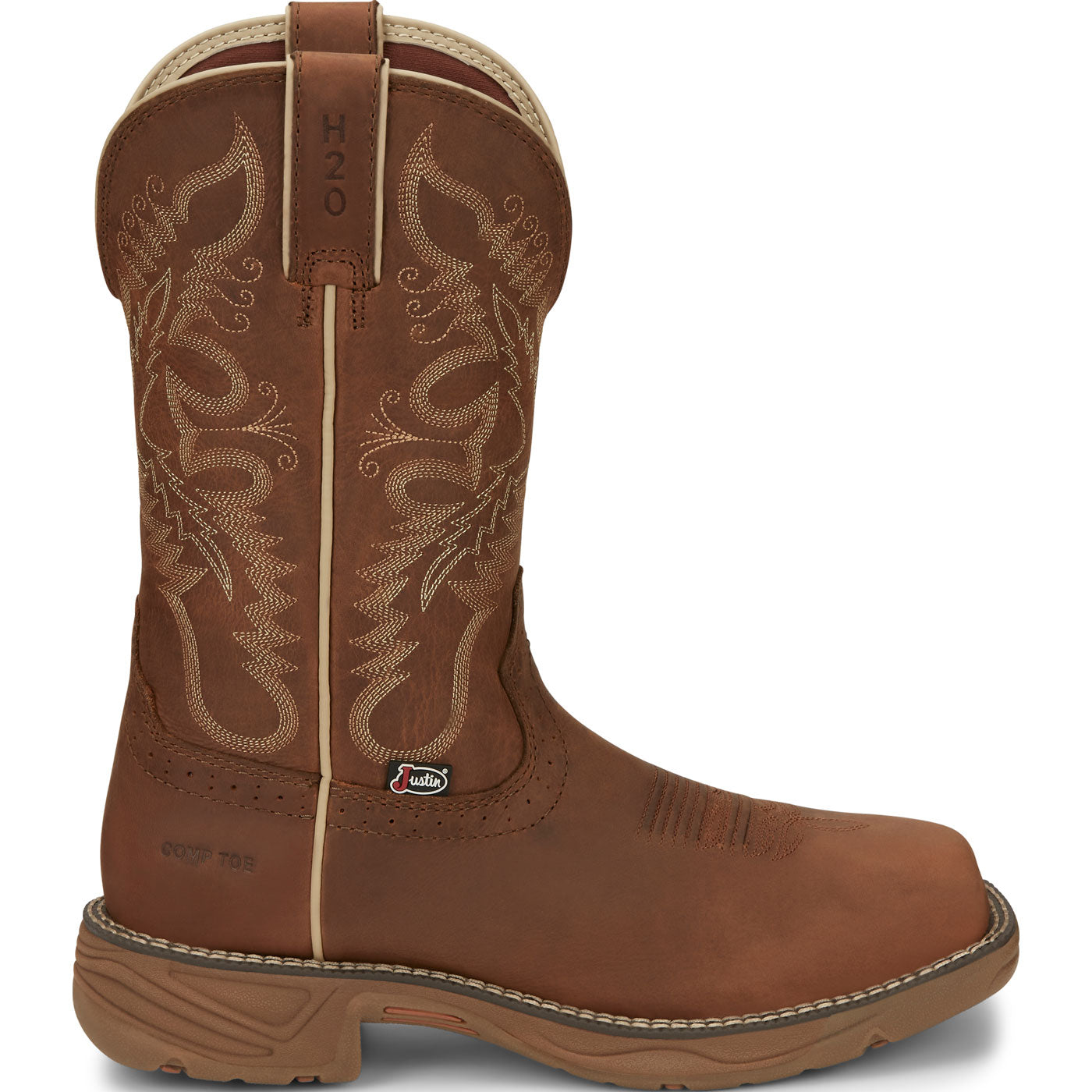 Justin Work Stampede Rush Women's Composite Toe Electrical Hazard Waterproof Pull-on Western Work Boot - profile