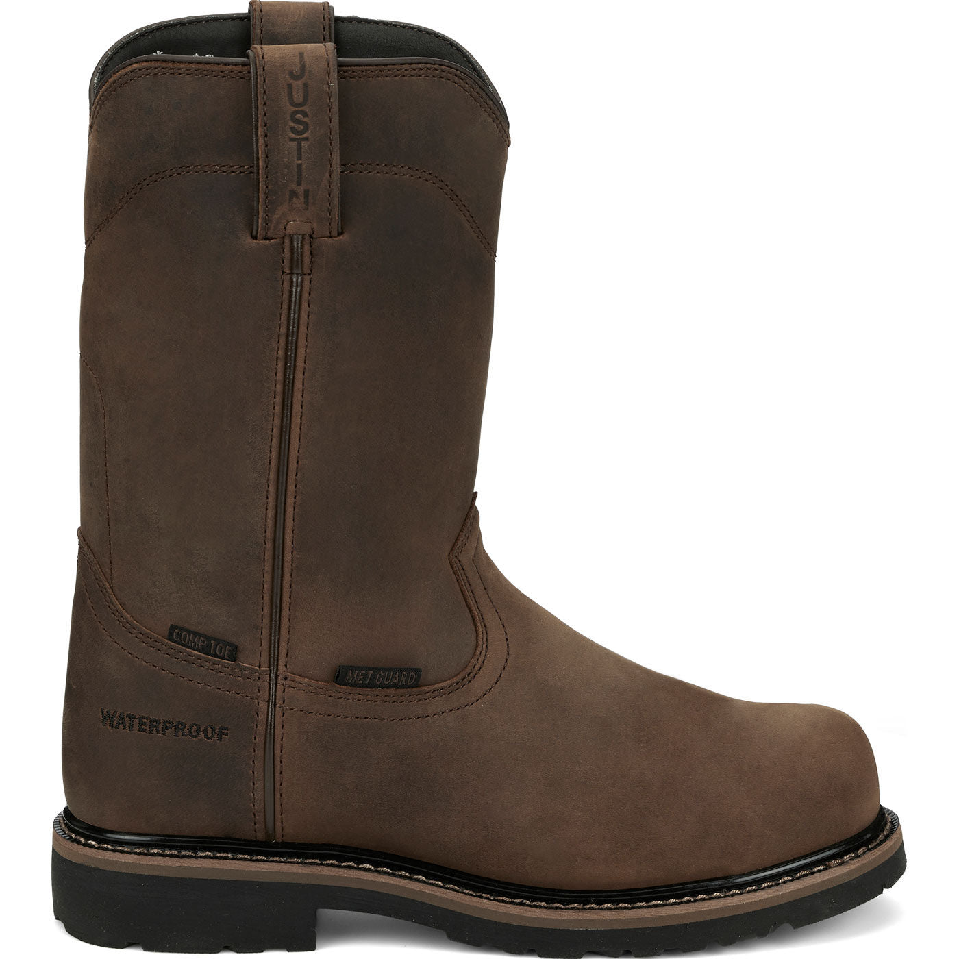 Justin Work Pulley Men's 10-inch Internal Met Composite Toe Waterproof Western Work Boot - profile
