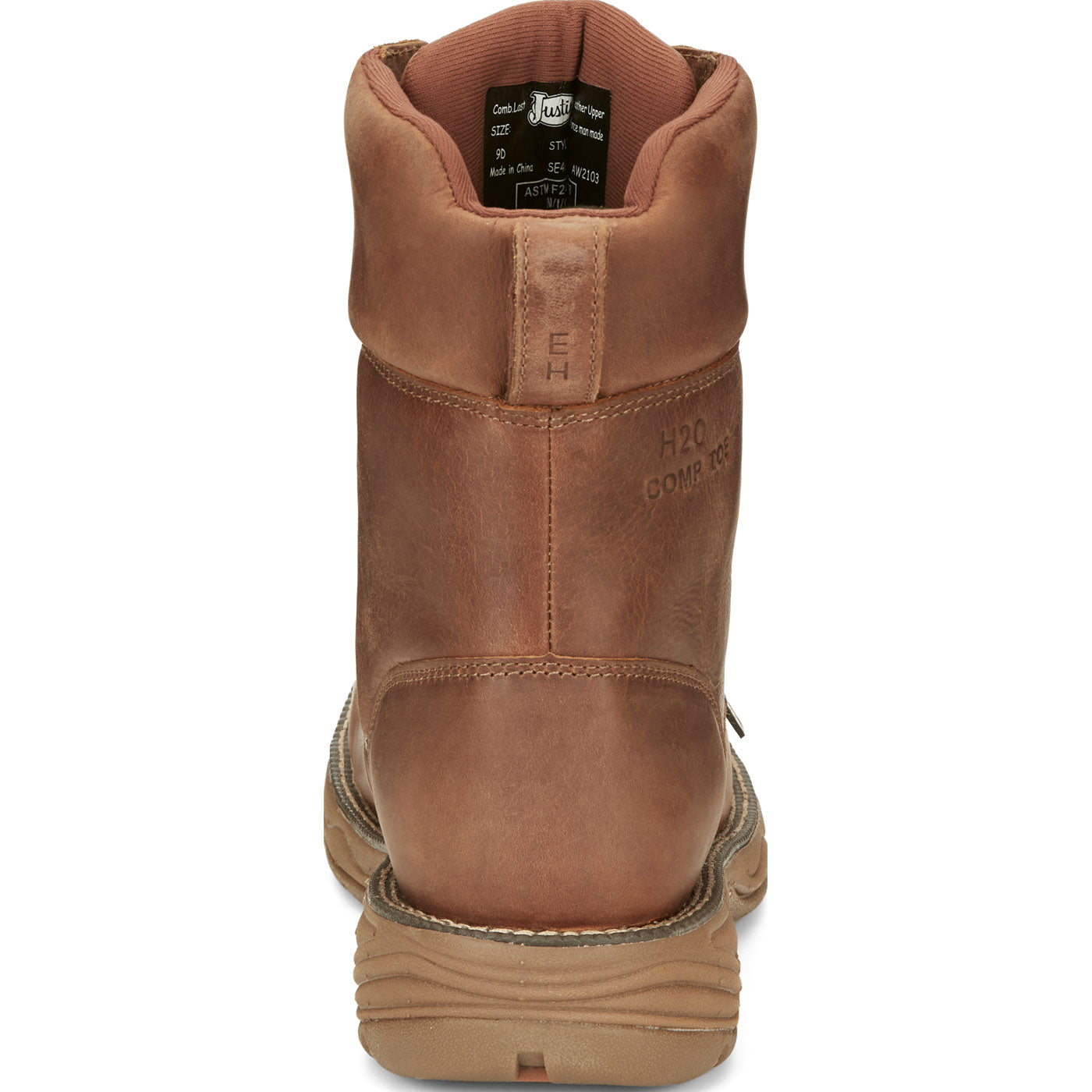 Justin Work Stampede Rush Corbett Men's 8-Inch Nano Composite Electrical Hazard Waterproof Work Boot - back