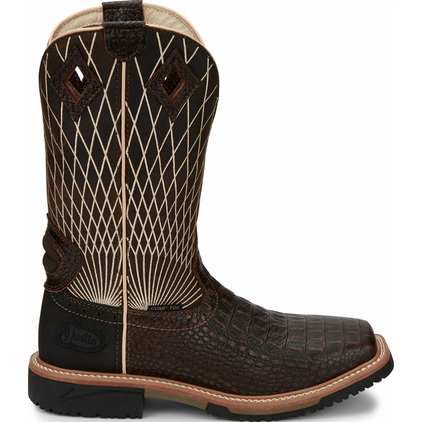 Justin Work Hybred® Derrickman Croc Print Men's Composite Toe